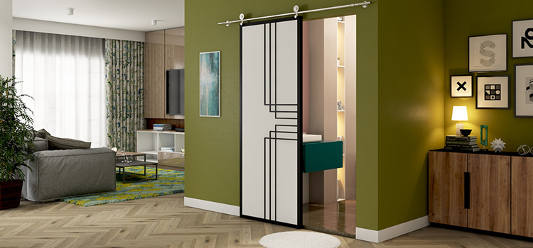 sliding bathroom door installation in Montecito